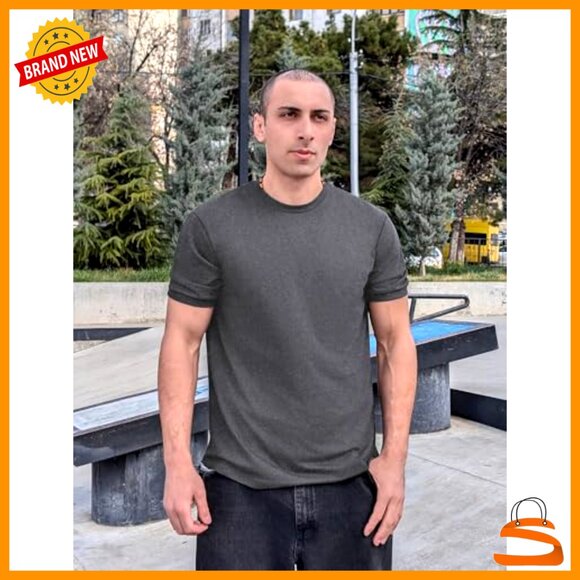 Classic Crew Neck T-Shirt Minimal Casual Summer Basic Tee Regular Fit - Picture 2 of 6